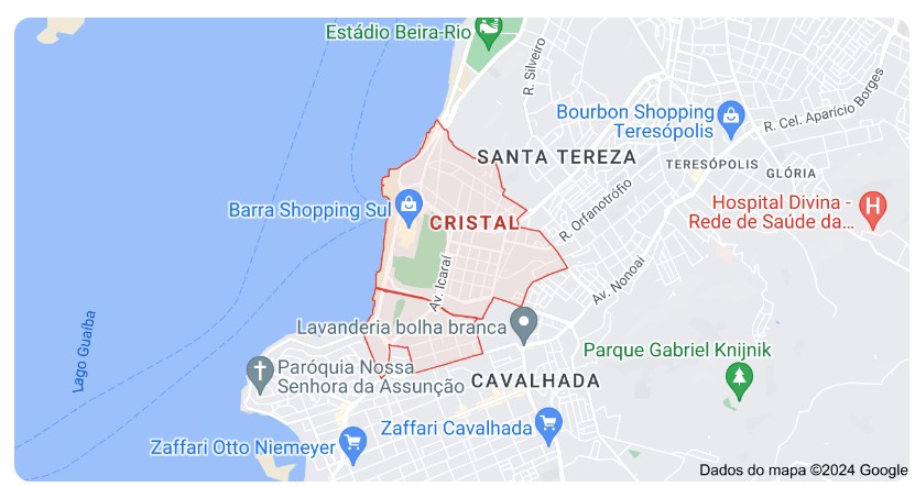 Mapa do bairro cristal em Porto Alegre