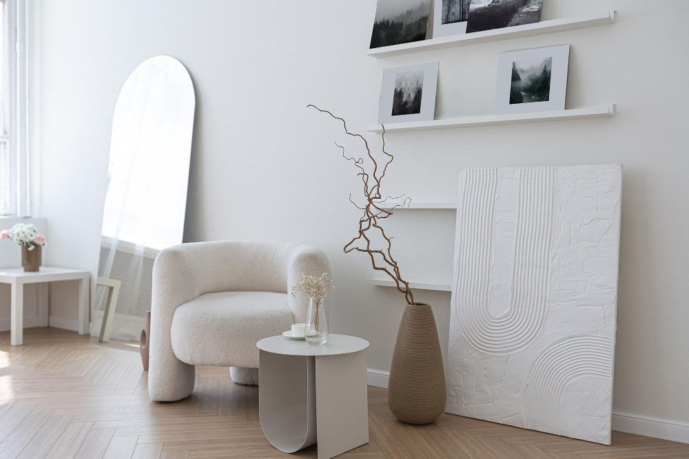 minimalismo com tons de bege cinza ou branco - Design de interiores